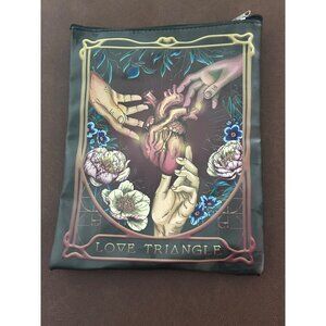 Bookish Box Zippered Love Triangle Book Sleeve Pouch Bag Floral & Hands Artwork